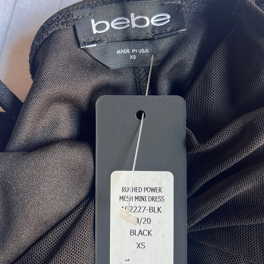 Bebe Ruched Mesh Mini Dress - Picture 2 of 5